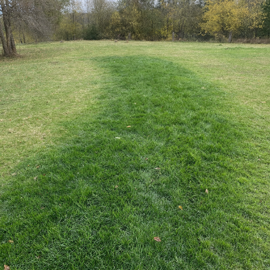 A soggy, unusually green patch of lawn over the drain field of a Cordova home, a sign the septic tank needs pumping